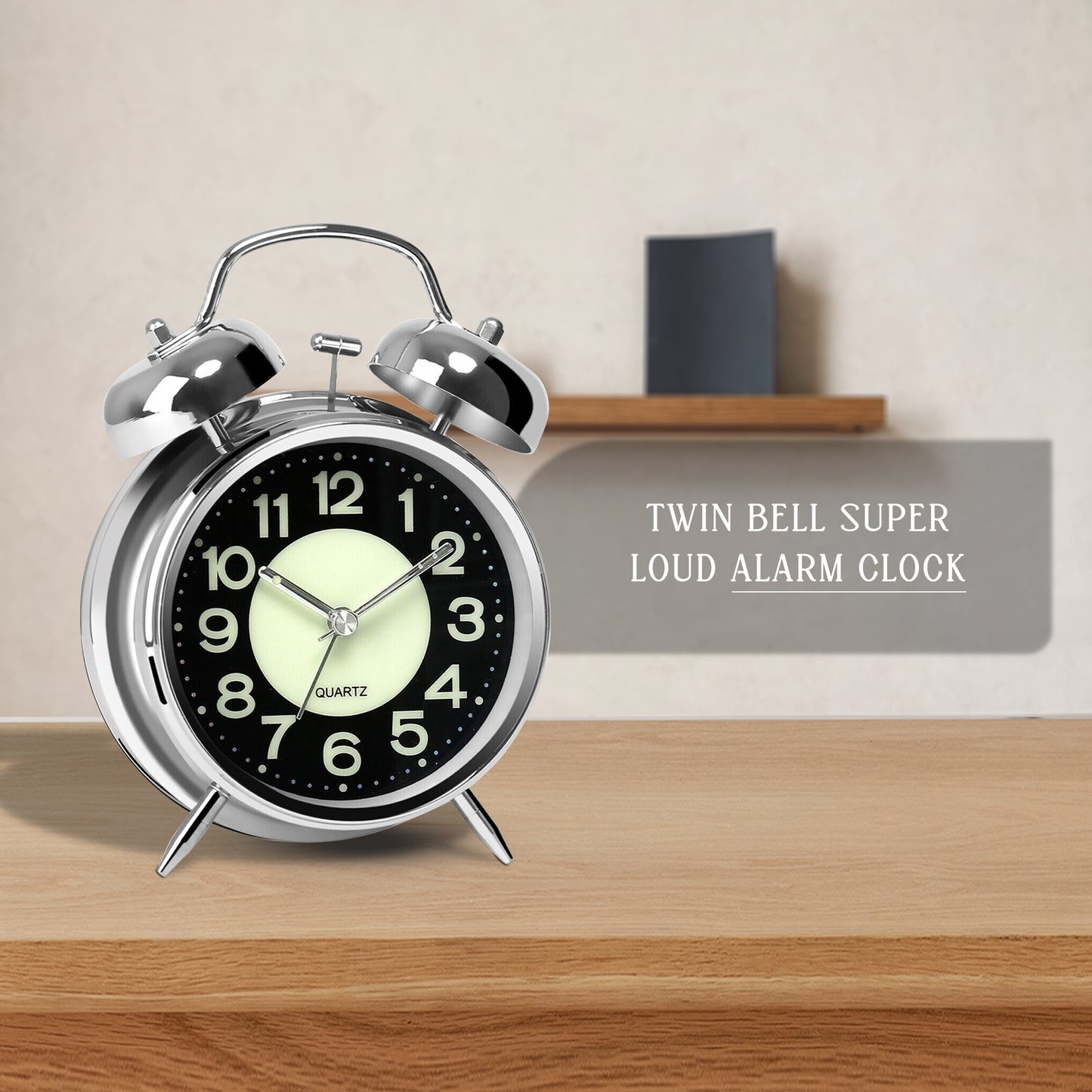 alarm clock on bedside table