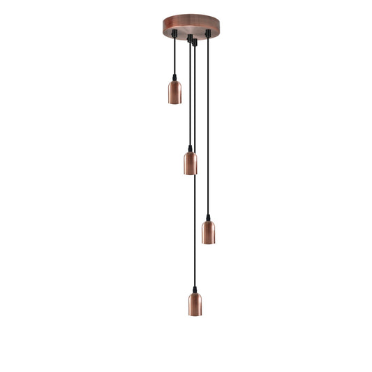 4-Light Cluster Pendant – Rose Gold, Green Brass or Matt Black, E27 - Rose Gold, No Shade, Without Bulb