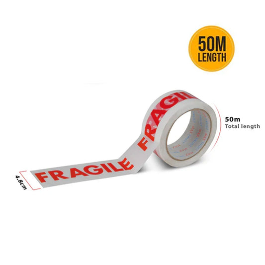 Fragile Printed Packing Tape – 48 mm x 50 m, Red on White, Single Roll - photo 2