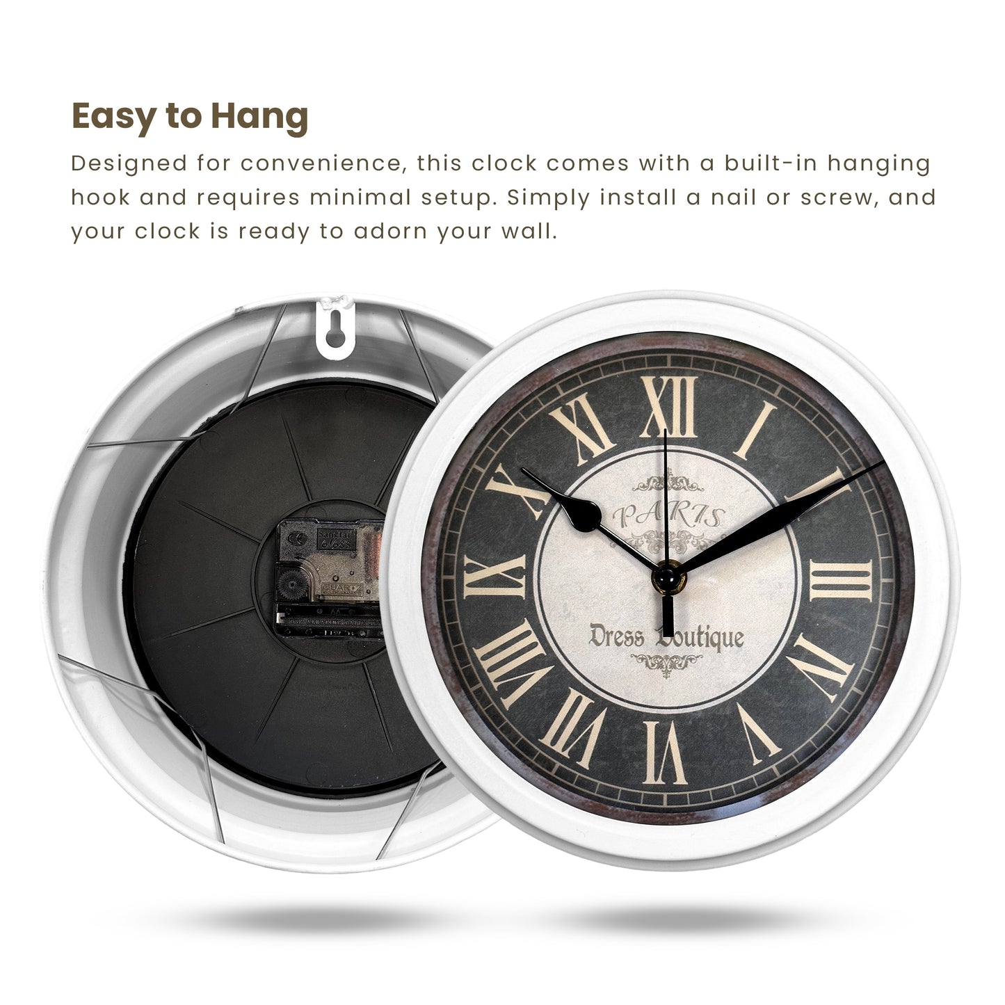 Roman Numerals Wall Clock Round Quartz Vintage Analogue clock~1257