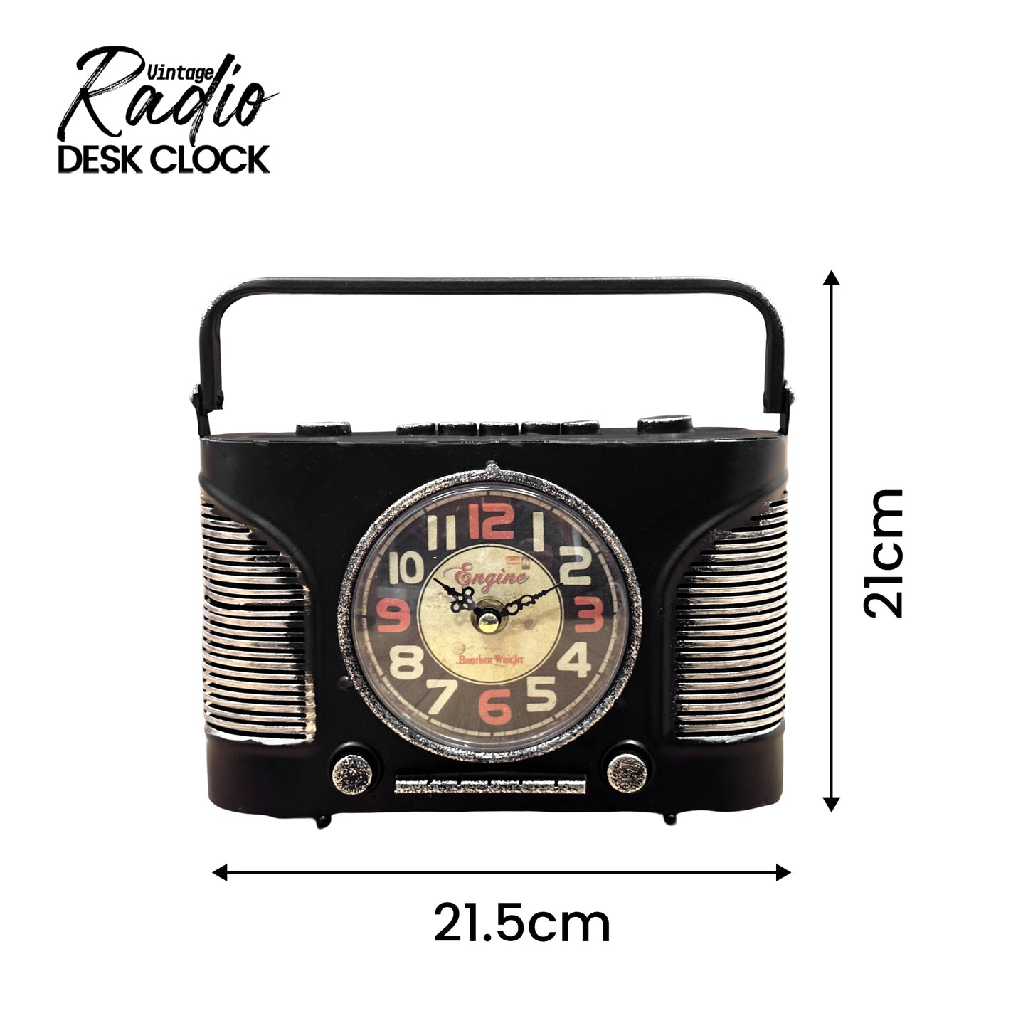 General AM FM Radio Clock Quartz Analog Vintage Handcraft Table Clock~1252