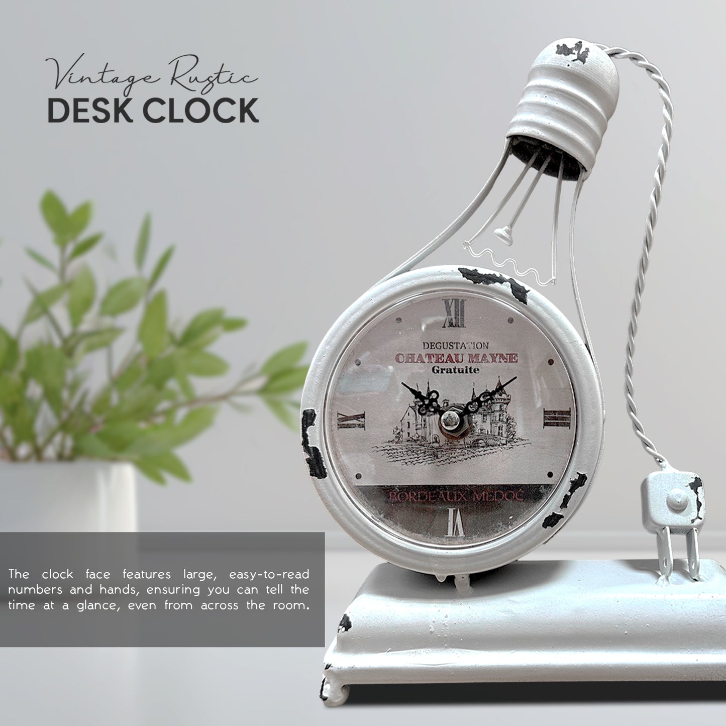 Handcraft Mantel Clock Light Bulb Creative Single-Sided Clock ~1254