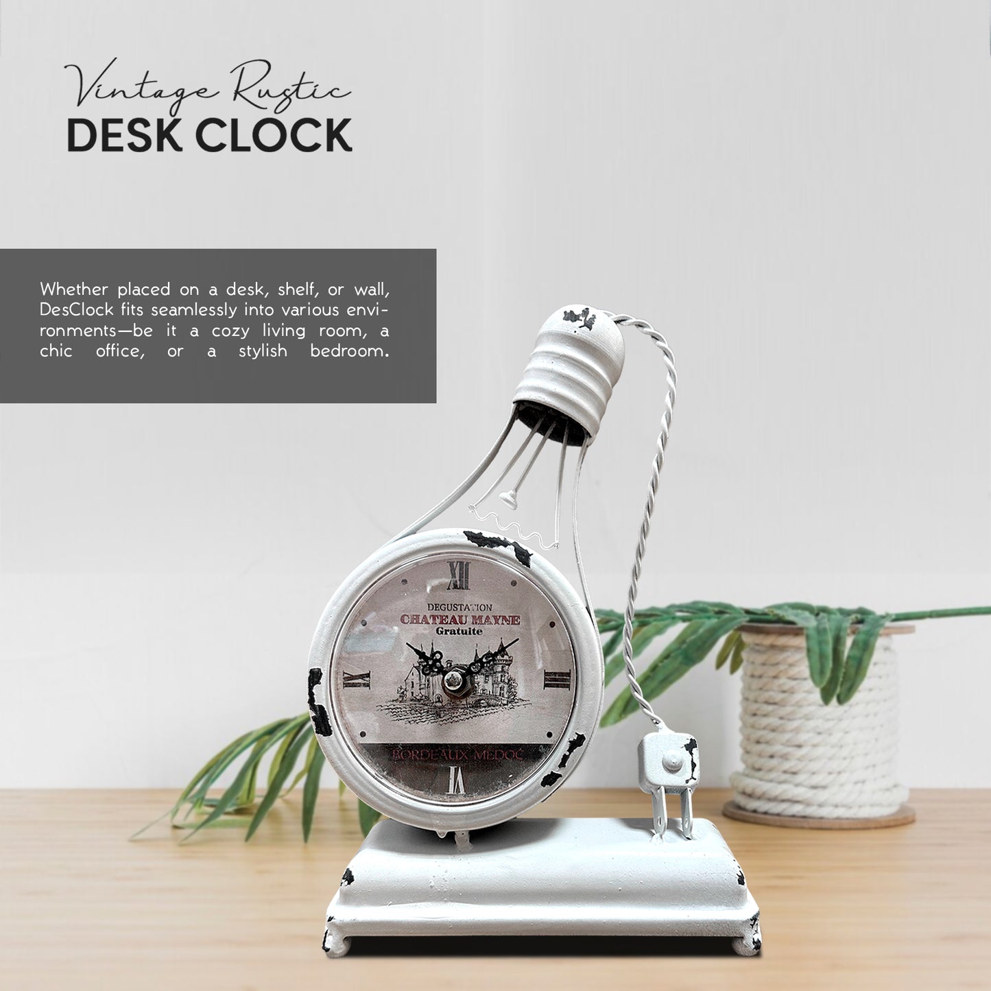 Handcraft Mantel Clock Light Bulb Creative Single-Sided Clock ~1254