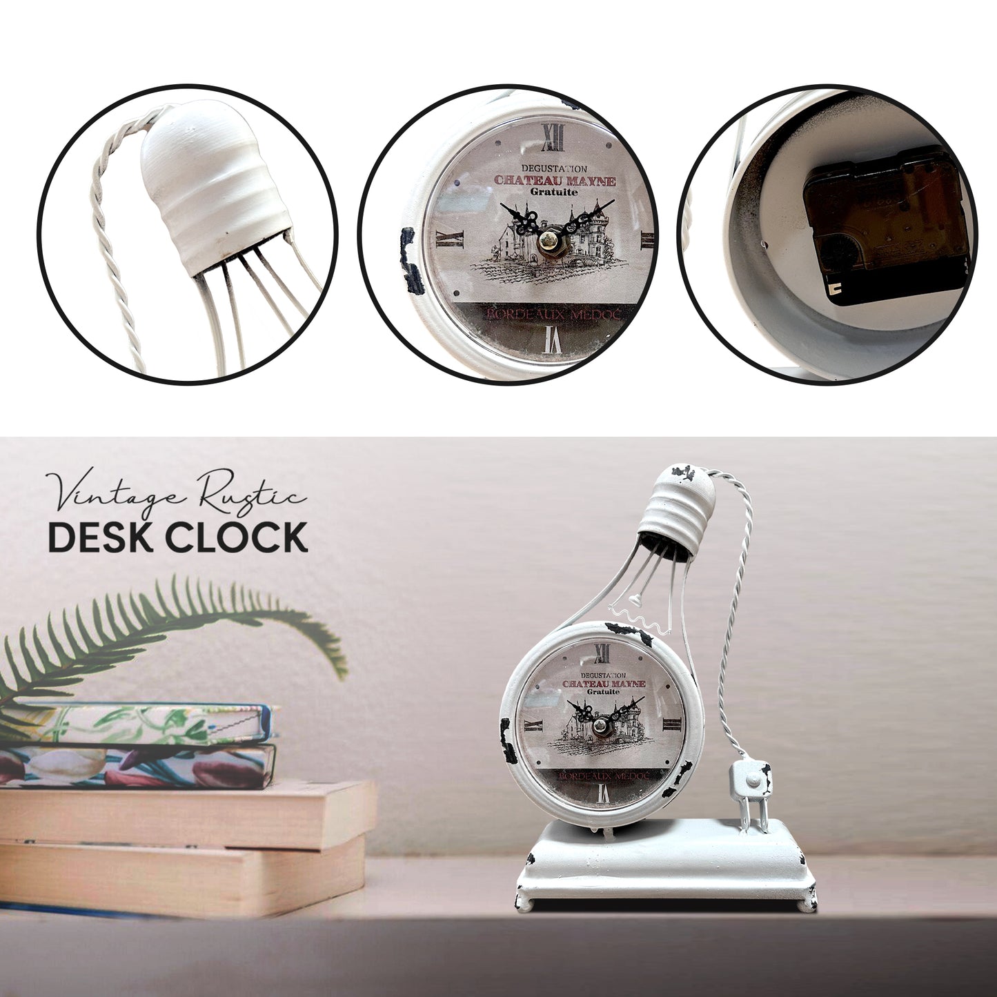 Handcraft Mantel Clock Light Bulb Creative Single-Sided Clock ~1254