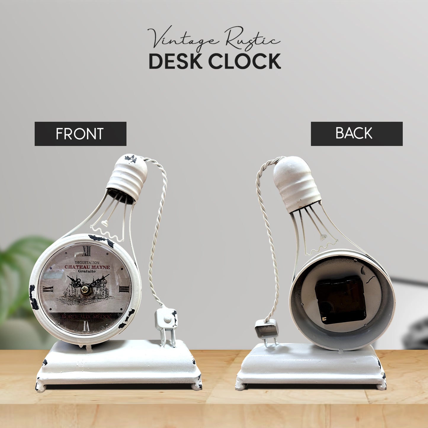 Handcraft Mantel Clock Light Bulb Creative Single-Sided Clock ~1254