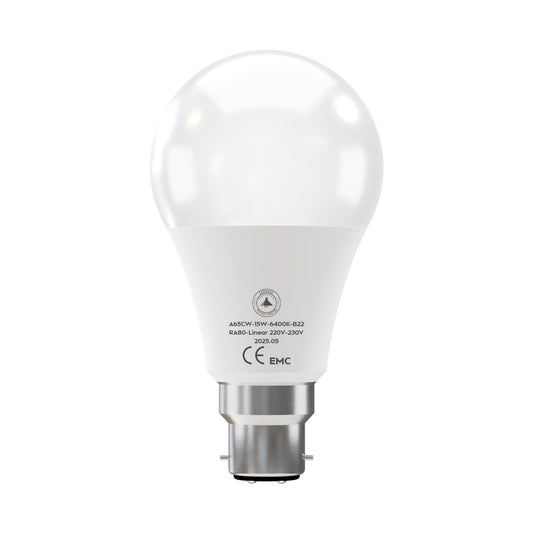 6 Pack - B22 LED Bulb SMD A65H-HP 15W Cool White 6400K Non Dimmable