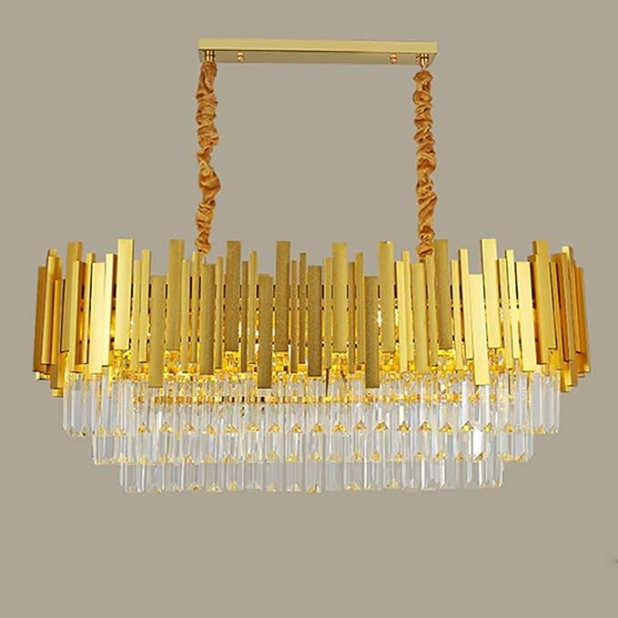 2 Head Crystal Lamp Shade - 80 cm, French Gold, Single