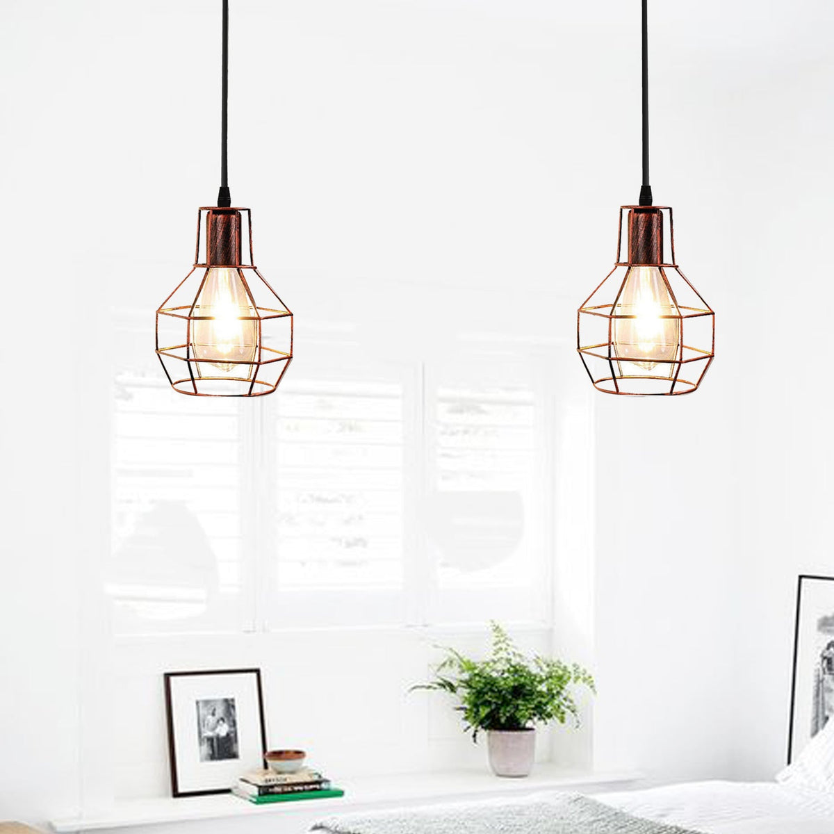 2-Light Spider Cage Pendant – Black, Copper, Silver or Red - photo 10