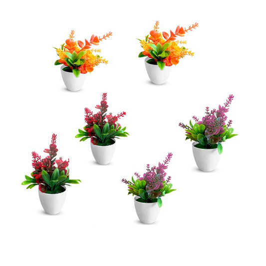 Artificial Flowers in White Pots – Pack of 2 or 3, Assorted Colours - photo 2