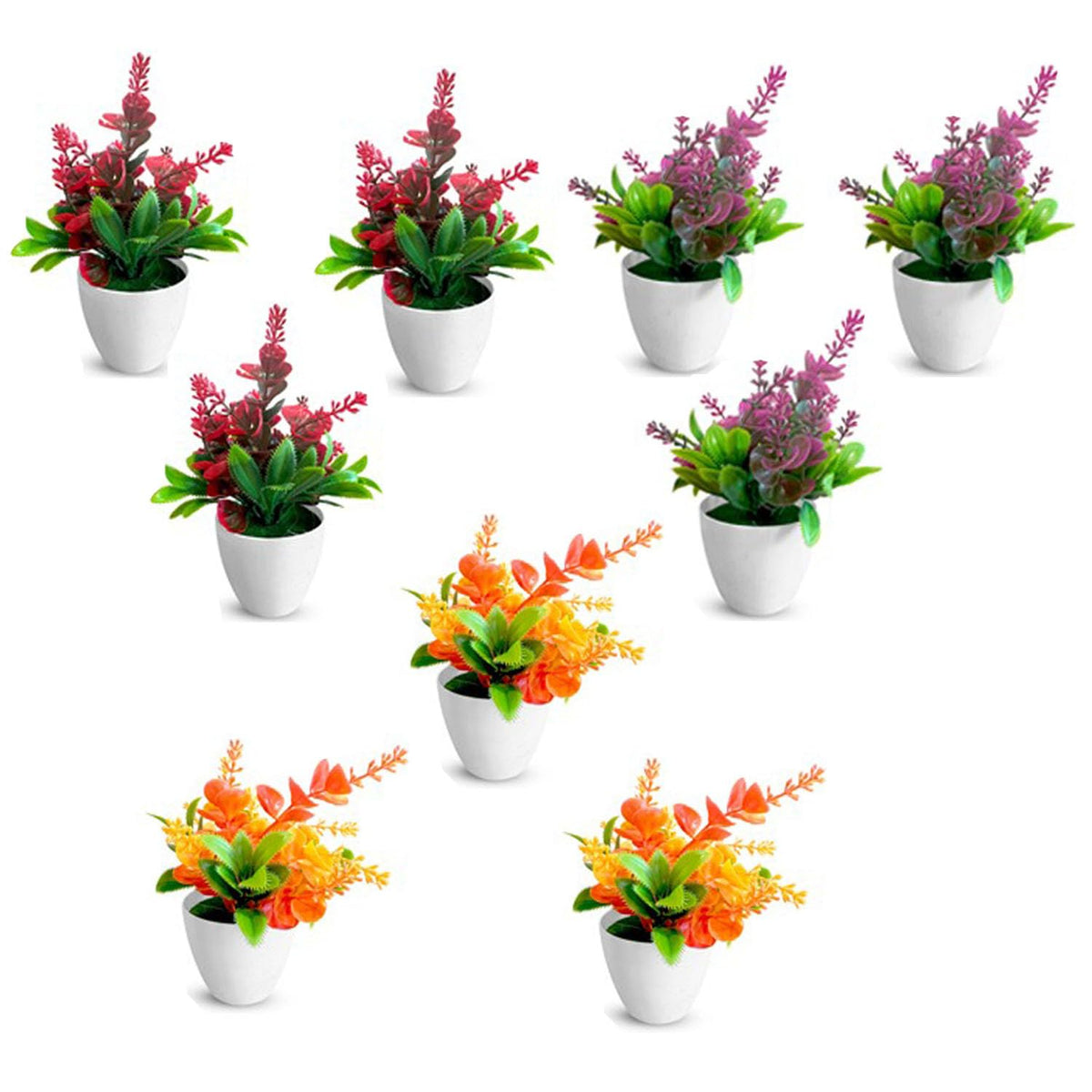 Artificial Flowers in White Pots – Pack of 2 or 3, Assorted Colours - photo 8