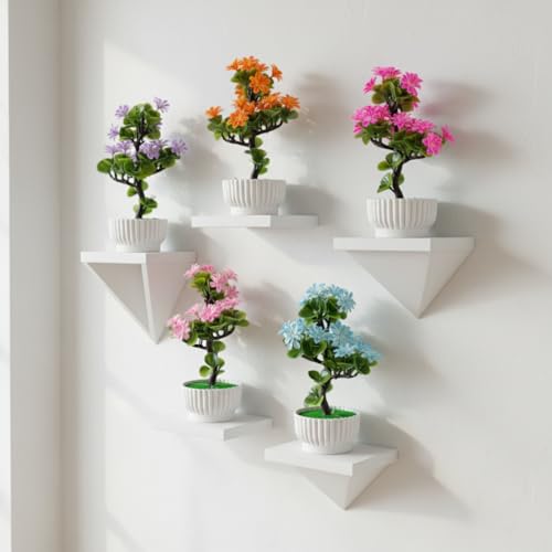 Artificial Flowering Bonsai in White Bowls – Pack of 2 or 3, Assorted Colours - photo 2
