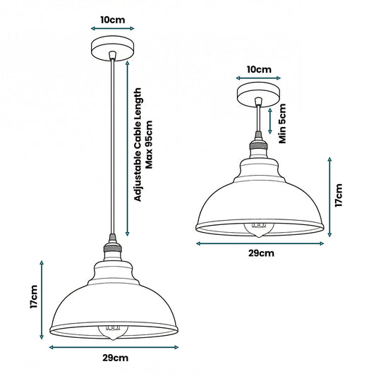 Black Pendant Light – Curvy, Dome, Cone or Gloss Shade, Single or Pair - photo 2