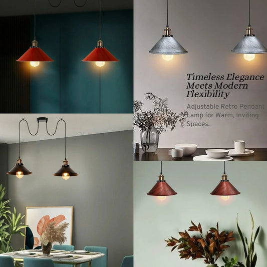 2-Light Swag Pendant Light – Adjustable Drops, Metal Shades - photo 2