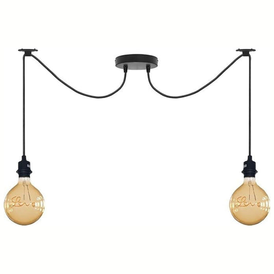 2-Light Spider Pendant – Black E27 Holders, 2 m Cables, Ceiling Hooks - photo 2