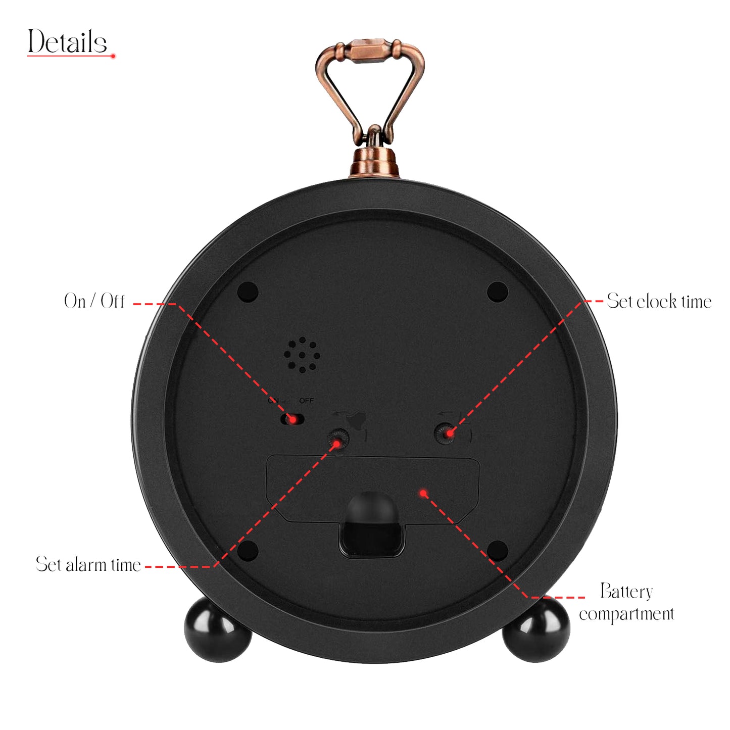 Classic Retro Table Clock Non-Ticking Analog Table Desk Alarm Clock~1247