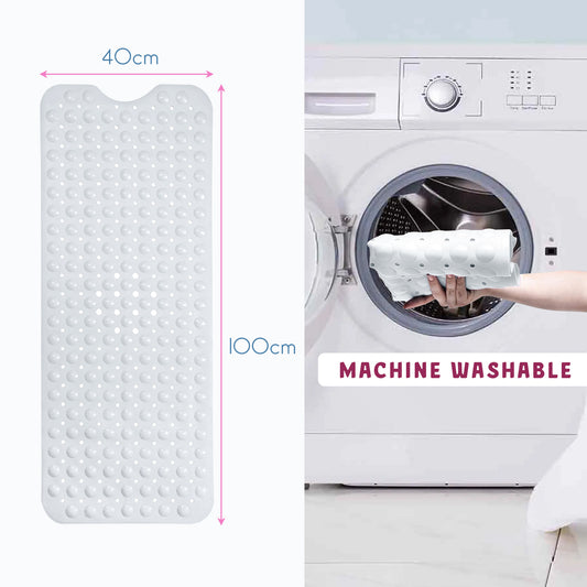 1x Non-Slip Shower Mat 100x40cm – Soft Rubber Bath Mat with Drain Holes ~1263