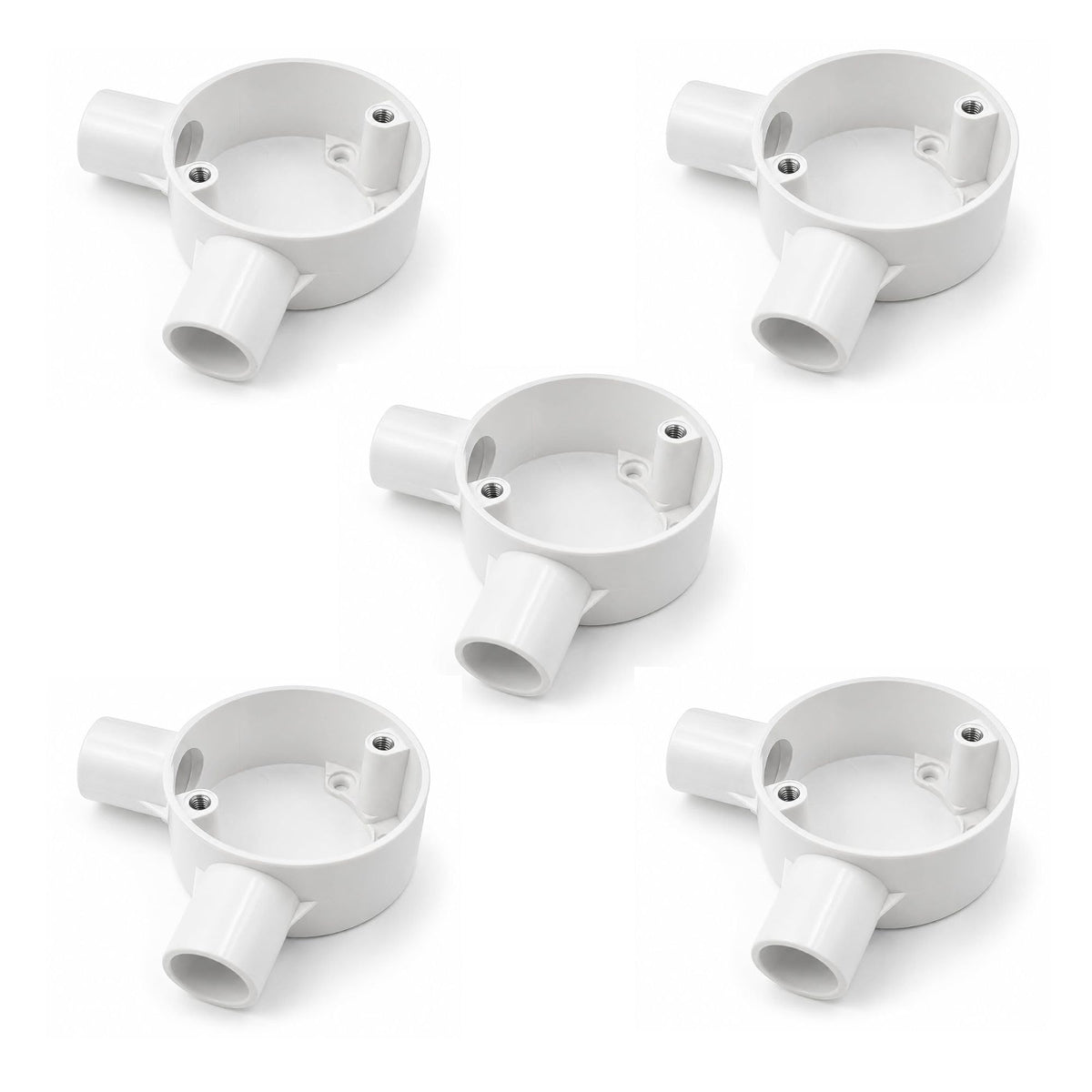 20mm PVC 2 Way V-Shaped Conduit Junction Box White - Pack of 5