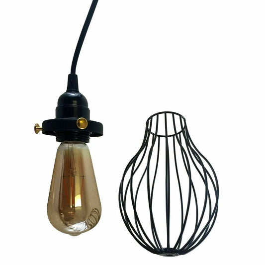 Plug-In Pendant Light – 2 m Black Cable, On/Off Switch, Balloon Cage - photo 2