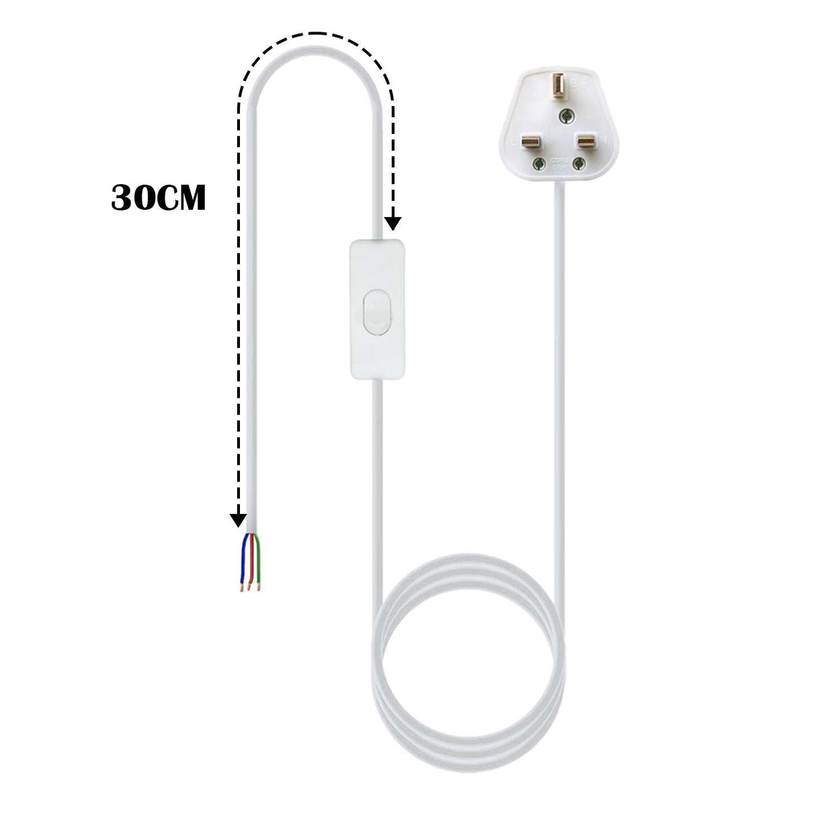 Plug-In Pendant Cord, Switch Near Lamp – White, 2 m, No Holder - photo 2