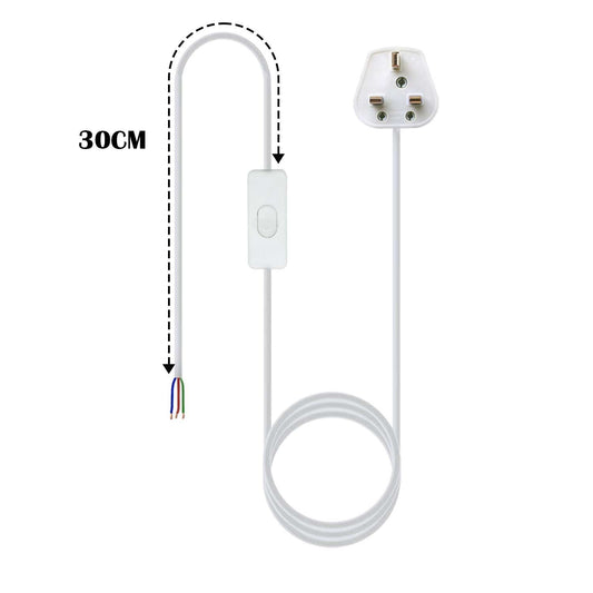 Plug-In Pendant Cord, Switch Near Lamp – White, 2 m, No Holder - photo 2