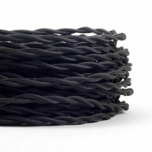 3 Core Twisted Fabric Cable 0.75mm – 20 m to 100 m Reels - Black, 100 m