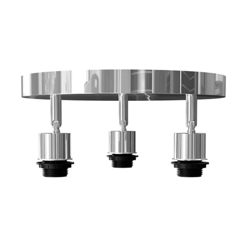 3-Light Flush Ceiling Light – Adjustable E27 Holders, 8 Finishes - Chrome, No Shade, Without Bulb
