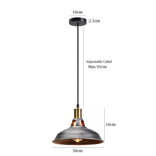 Industrial Barn Pendant Lights – Pack of 3, 30 cm, 8 Colours, E27 - photo 2