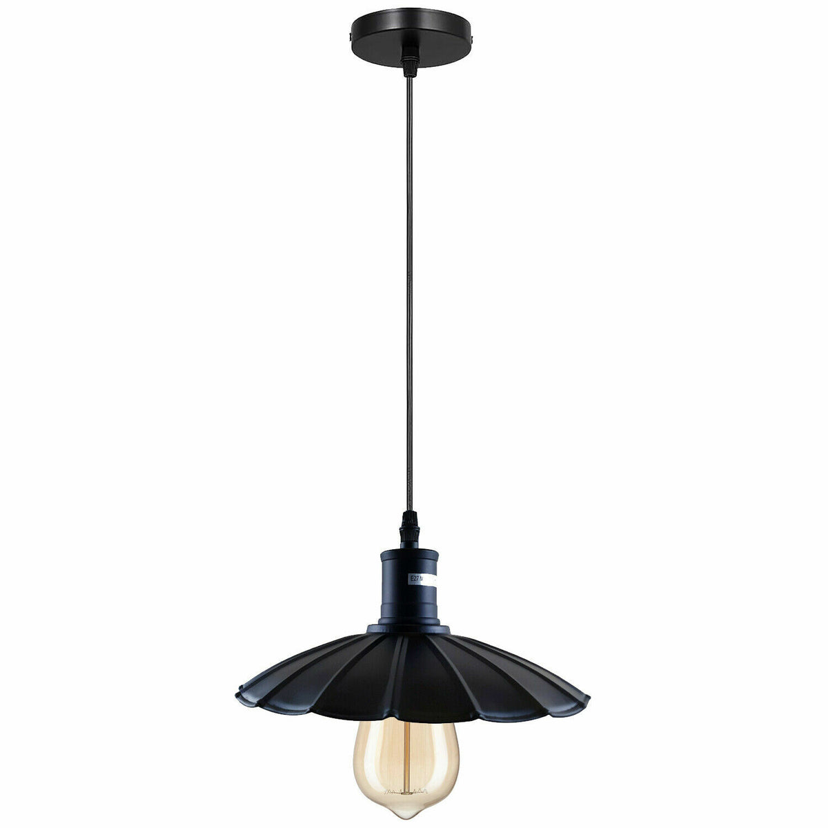 Industrial Barn Pendant Lights – Pack of 3, 30 cm, 8 Colours, E27 - Black, Lounge 22 cm Black, Without Bulb