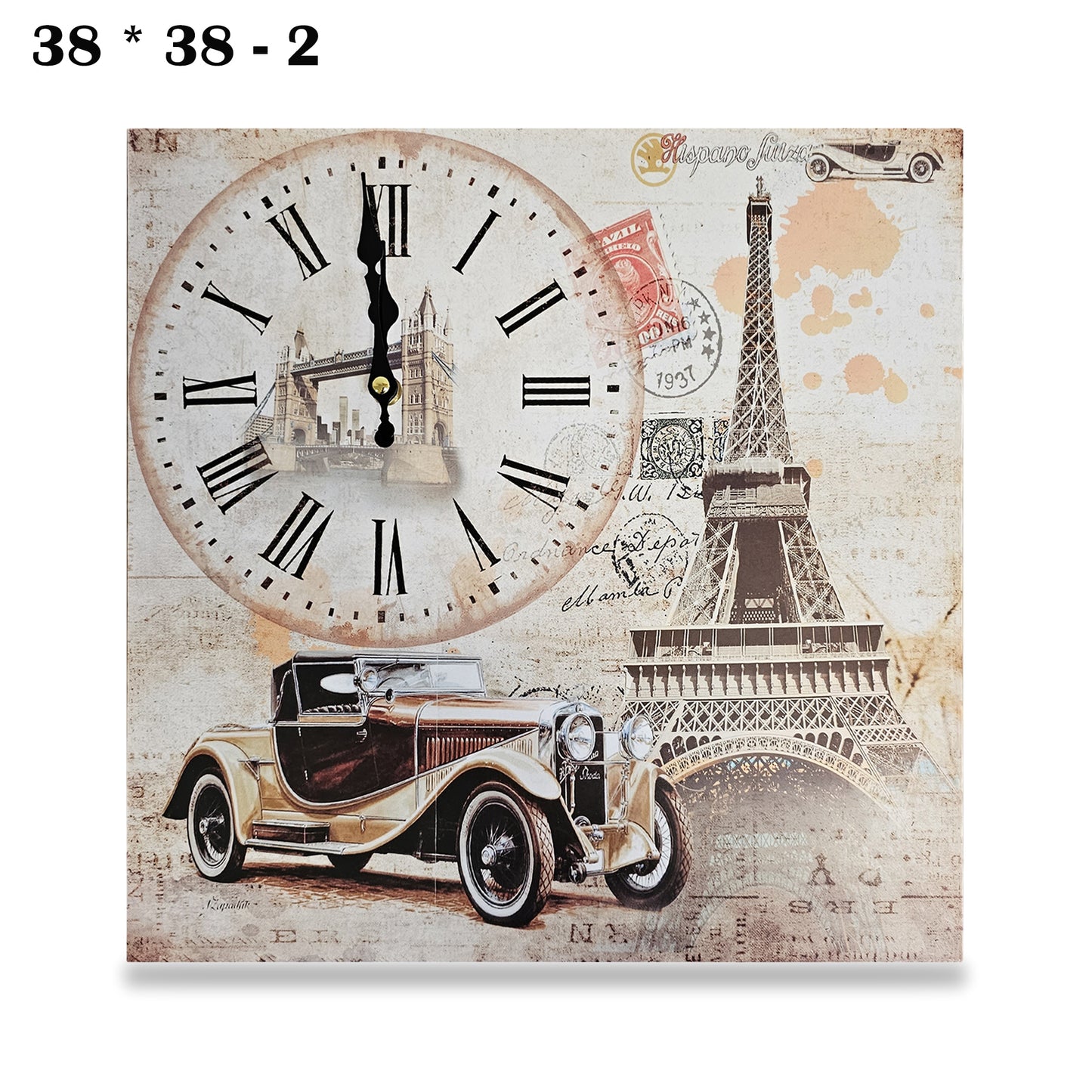 Vintage Wall Clock Decorative Painting Frame Clock ~1245