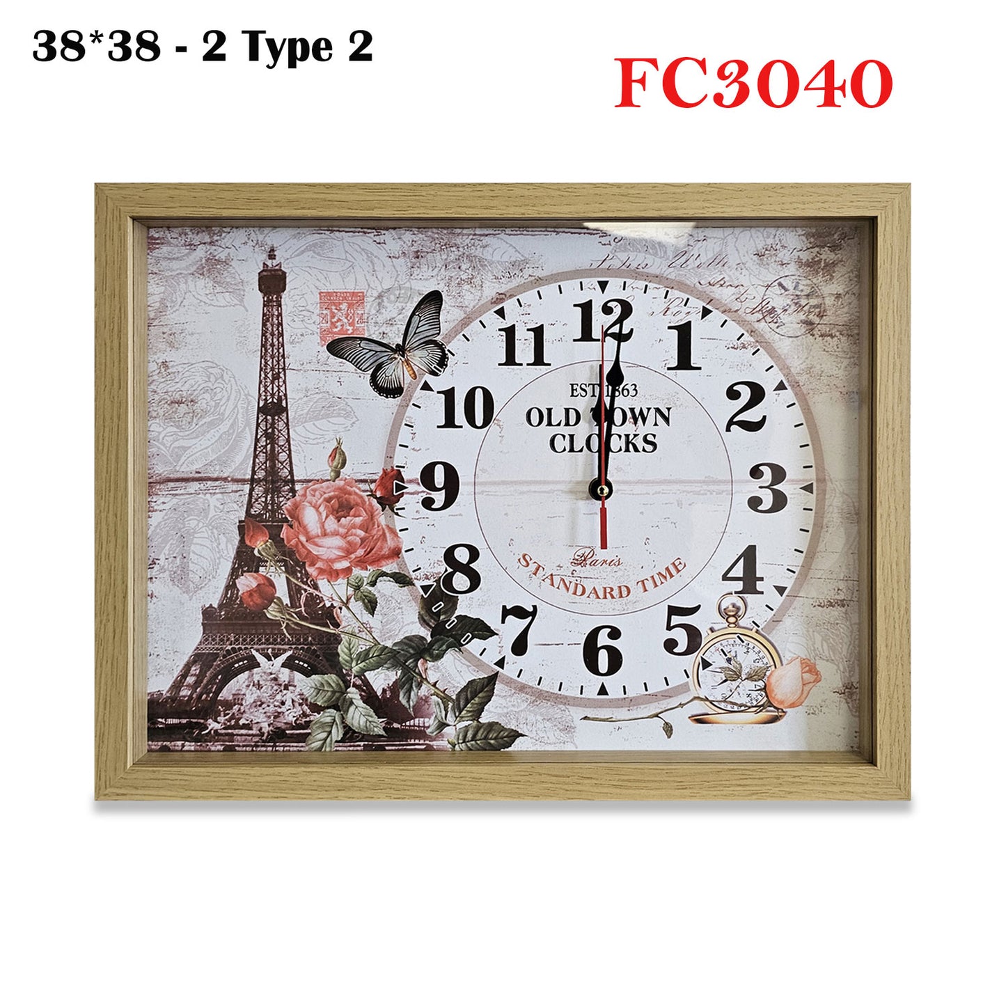 Vintage Wall Clock Decorative Painting Frame Clock ~1245