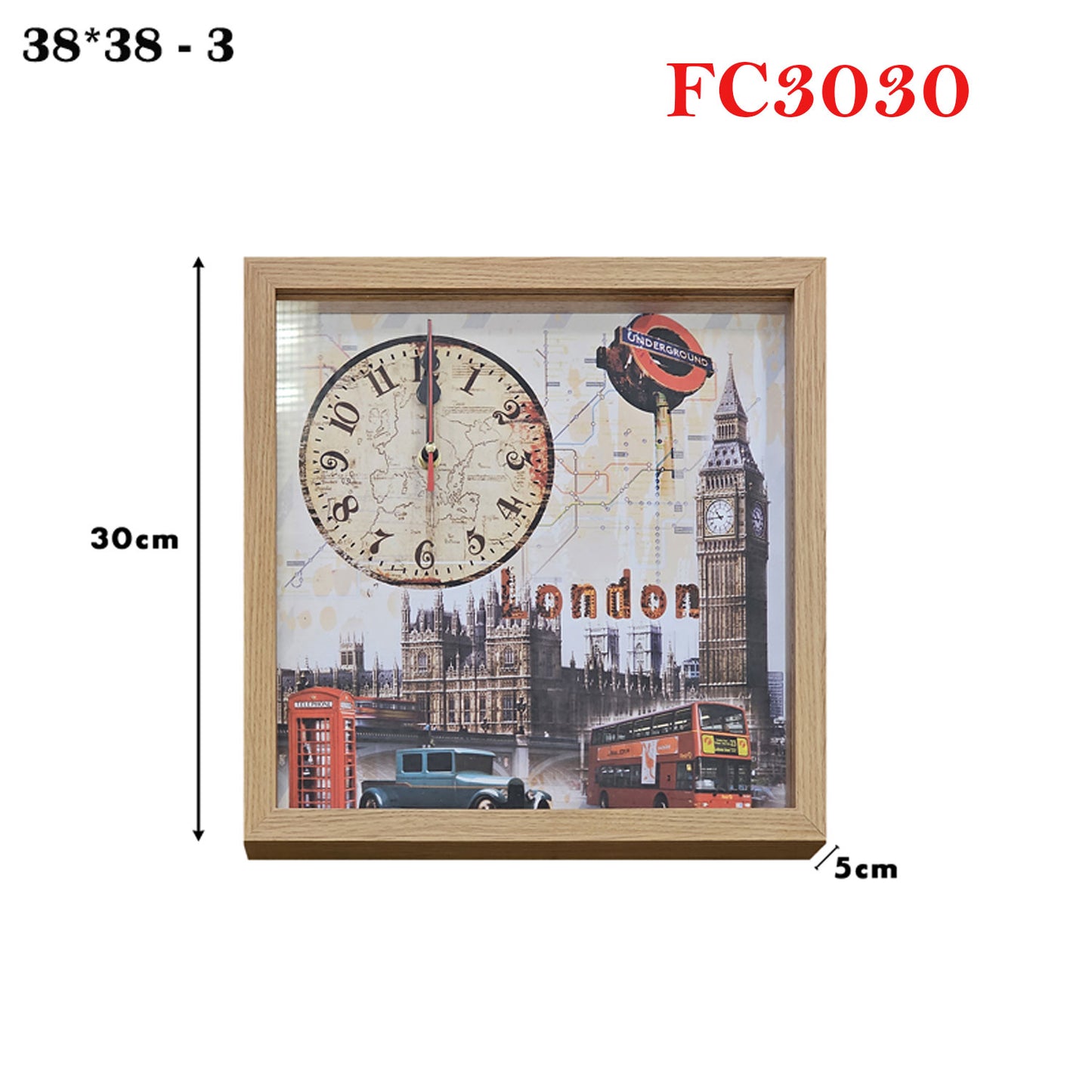 Vintage Wall Clock Decorative Painting Frame Clock ~1245