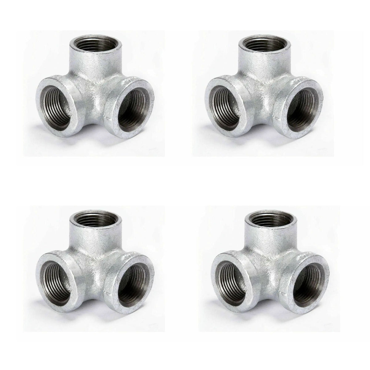 3/4 Inch Galvanised Malleable Iron 3 Way Pipe Fitting - Pack of 4