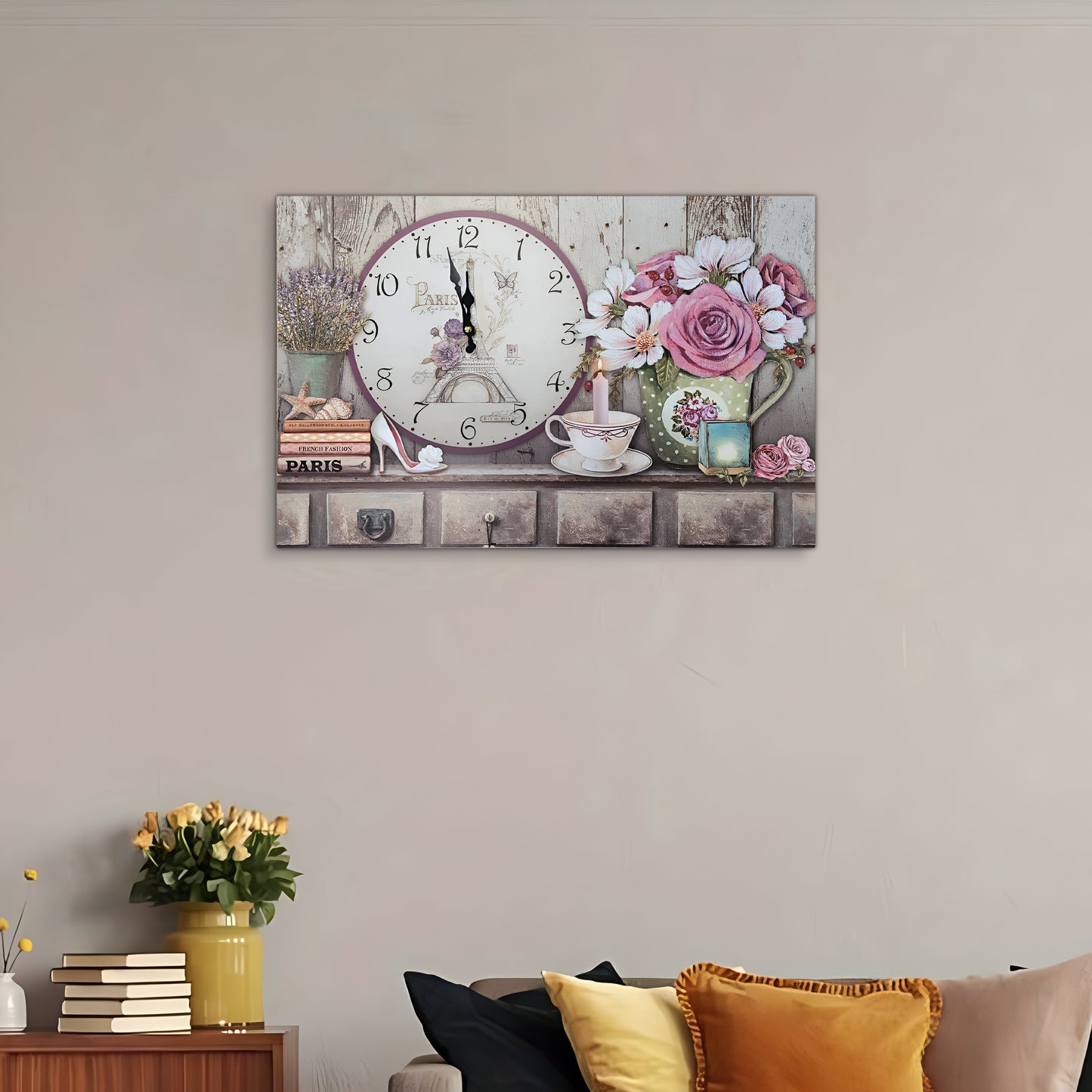 Floral Shabby Chic wall clock