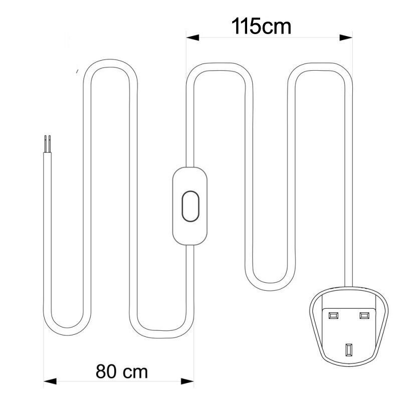 Rose Gold Fabric Plug-In Cord – On/Off Switch, UK Plug, Holder Option - Rose Gold, Cord Only, Plug & Switch, Without Bulb