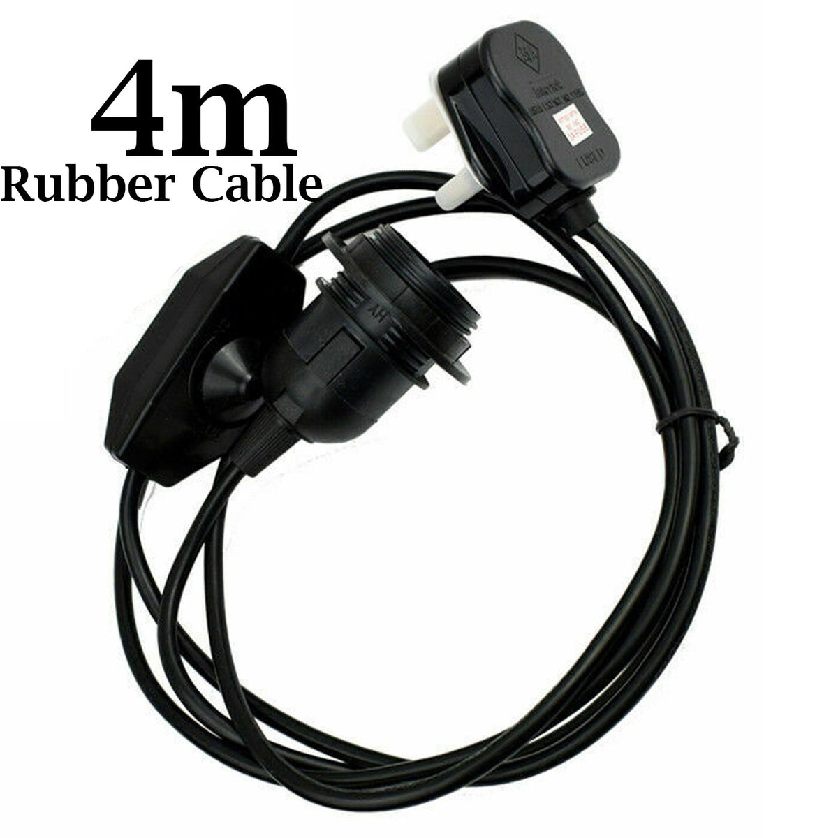 Plug-In Pendant Light Cord – 4 m Black Cable, Dimmer Switch, E27