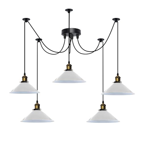 5-Light Spider Pendant – 22 cm Cone Shades, 12 Colours, E27 - photo 28