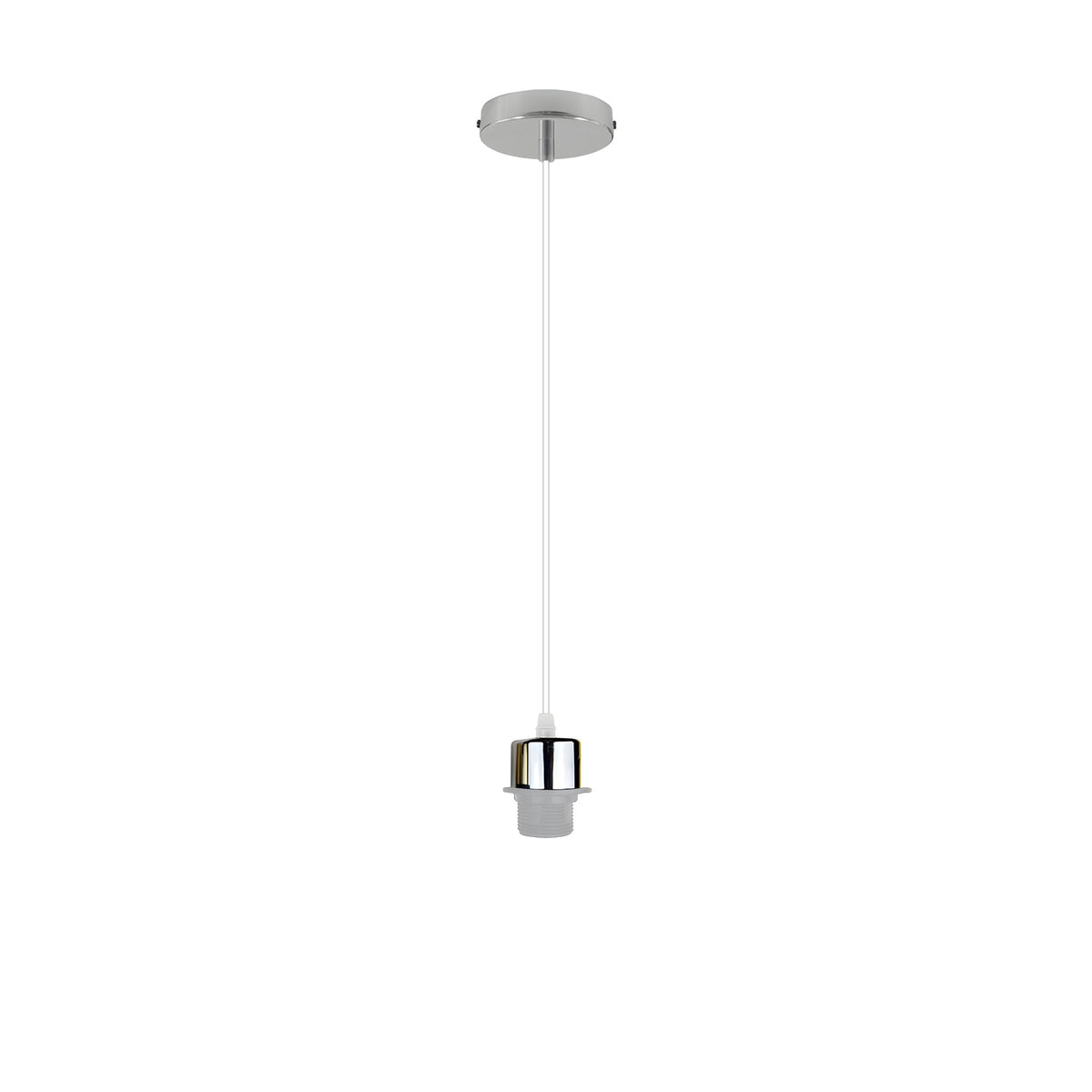 Pendant Light Fitting – E27 Holder, 1 m Cable, Single or Packs - Chrome, No Shade, Without Bulb