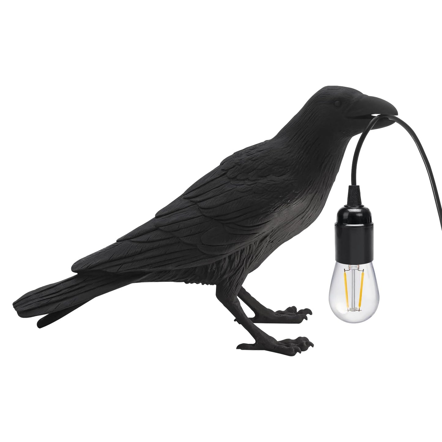 Black Birds Table Lamps Resin Crow Desk LED Lamp E27 Base Modern Raven Art Deco Bedside Decor Plug In Cord Wall Lamps for Bedroom, Office, College Dorm, Right Black Wall