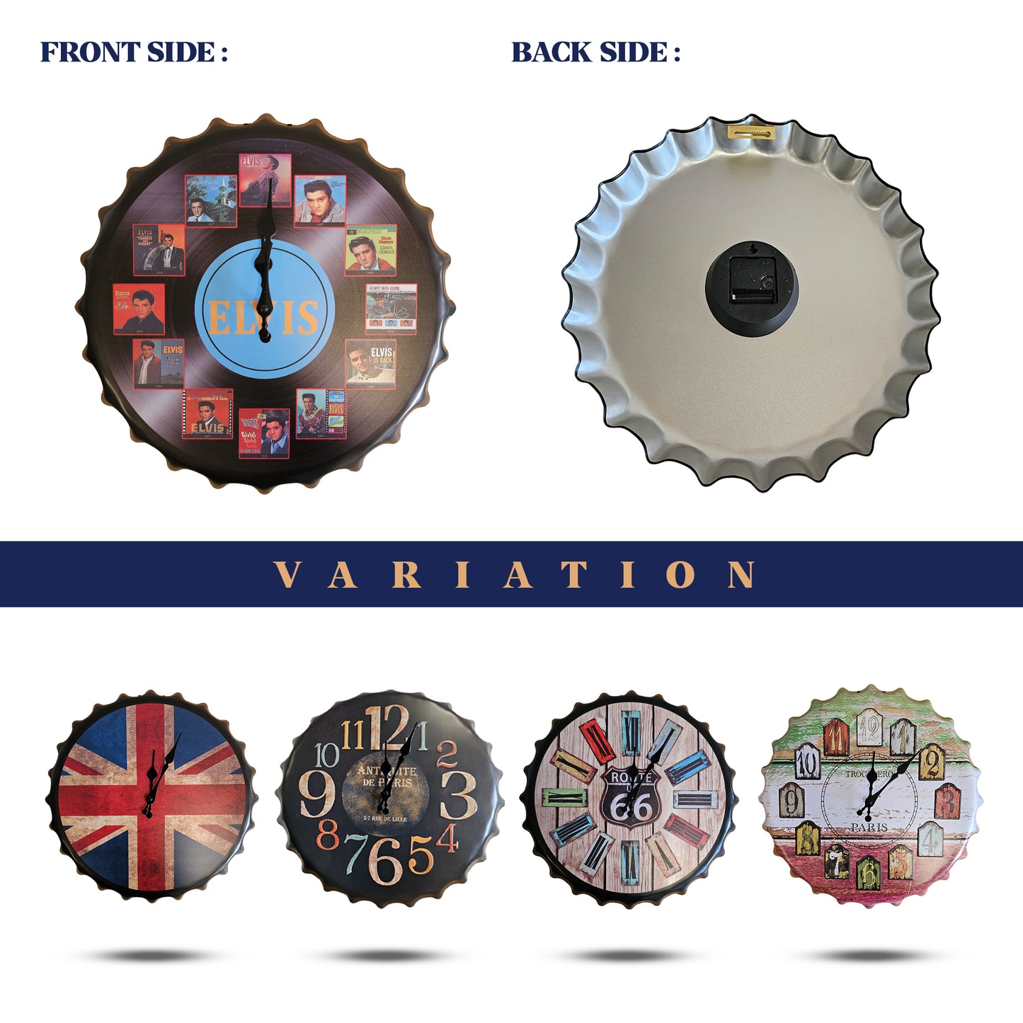 Vintage Handcraft Metal Beer Bottle Cap Design Wall Clock ~1260