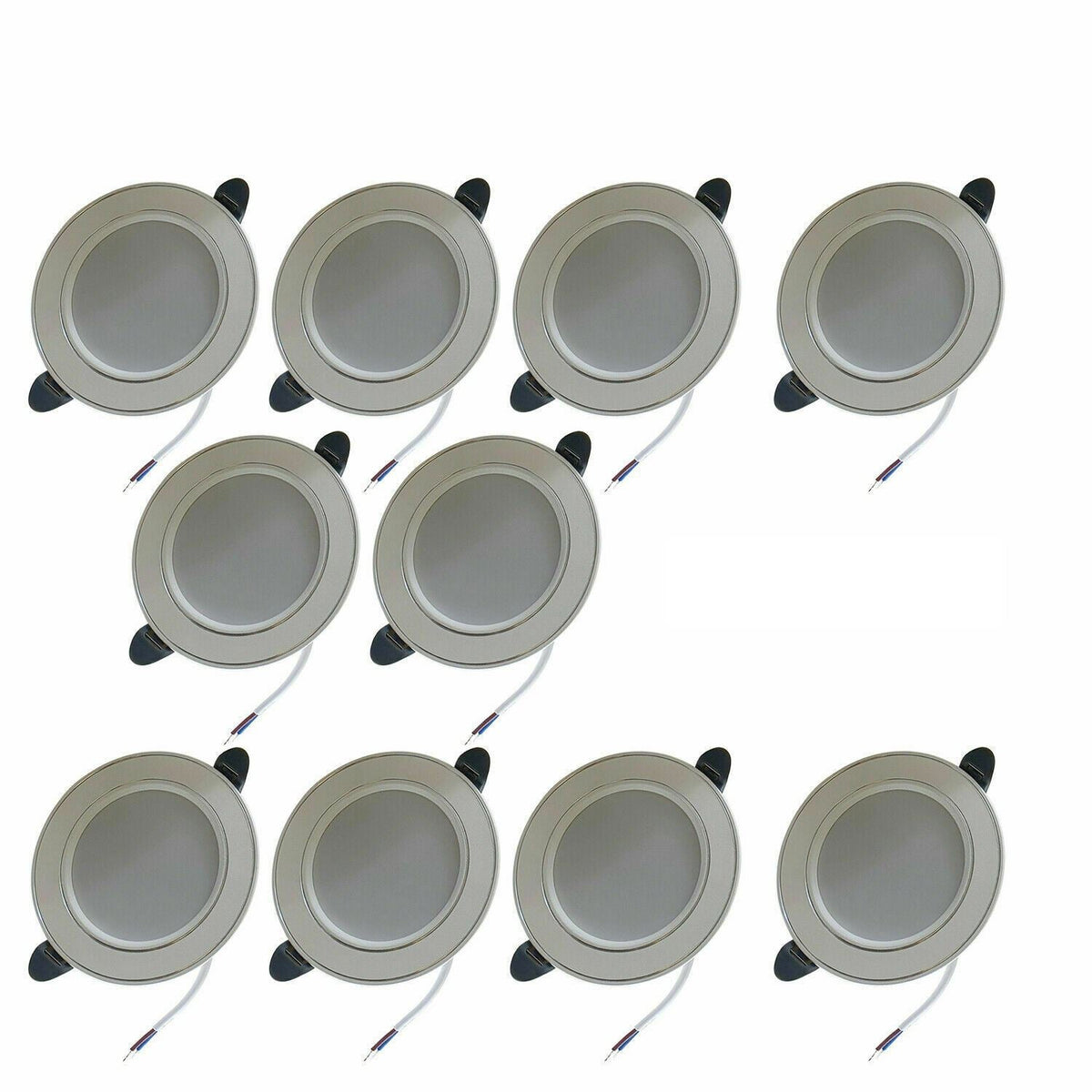 5W Round LED Recessed Downlight – Cool White 6000K, Packs - Silver, Pack of 10, Integrated LED