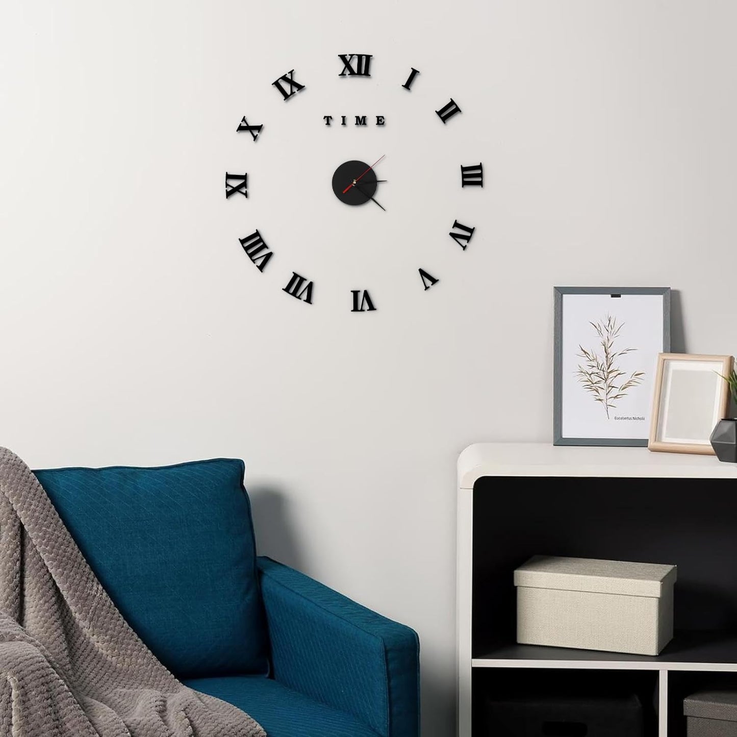 Luxury 3D Frameless Wall Clock with Roman Numerals Stickers ~1193