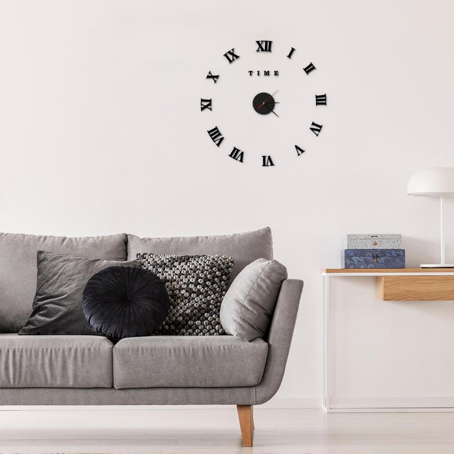 Luxury 3D Frameless Wall Clock with Roman Numerals Stickers ~1193