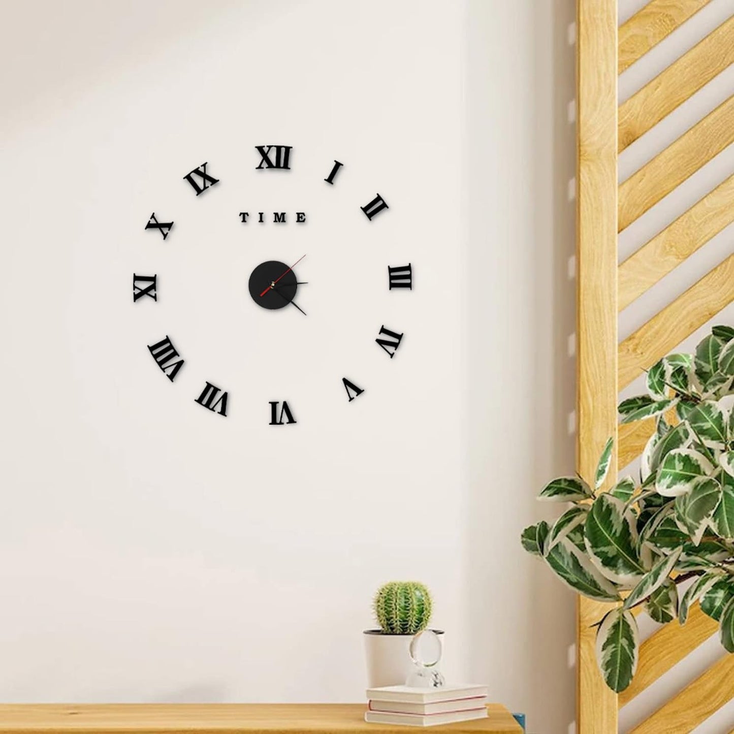 Luxury 3D Frameless Wall Clock with Roman Numerals Stickers ~1193