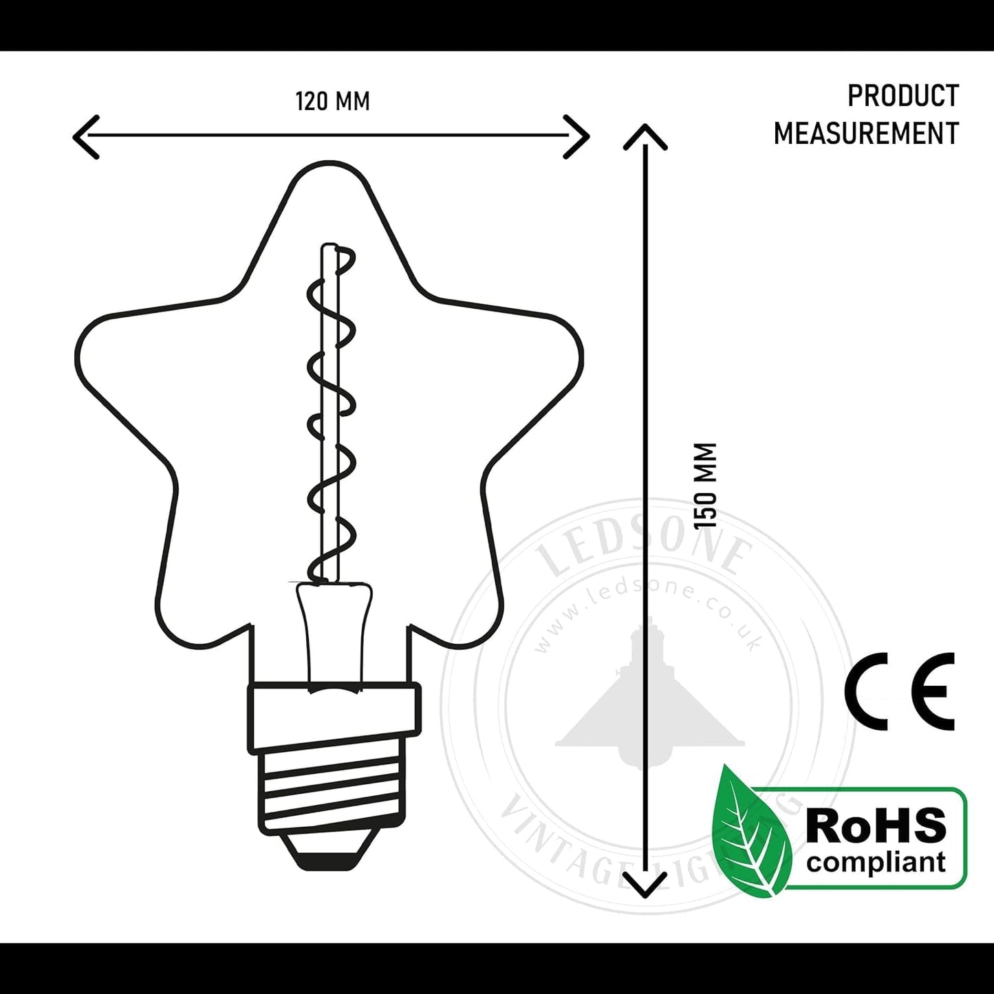 E27 LED Filament Bulb 4W Star Light Bulb Warm White ~1334