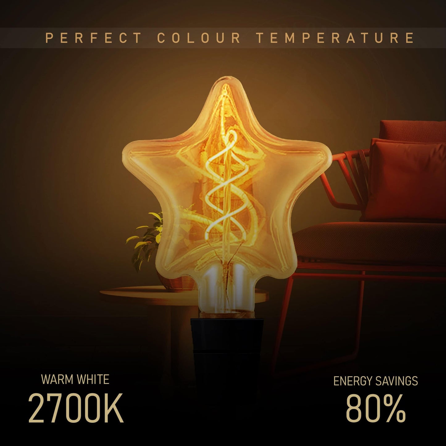 E27 LED Filament Bulb 4W Star Light Bulb Warm White ~1334