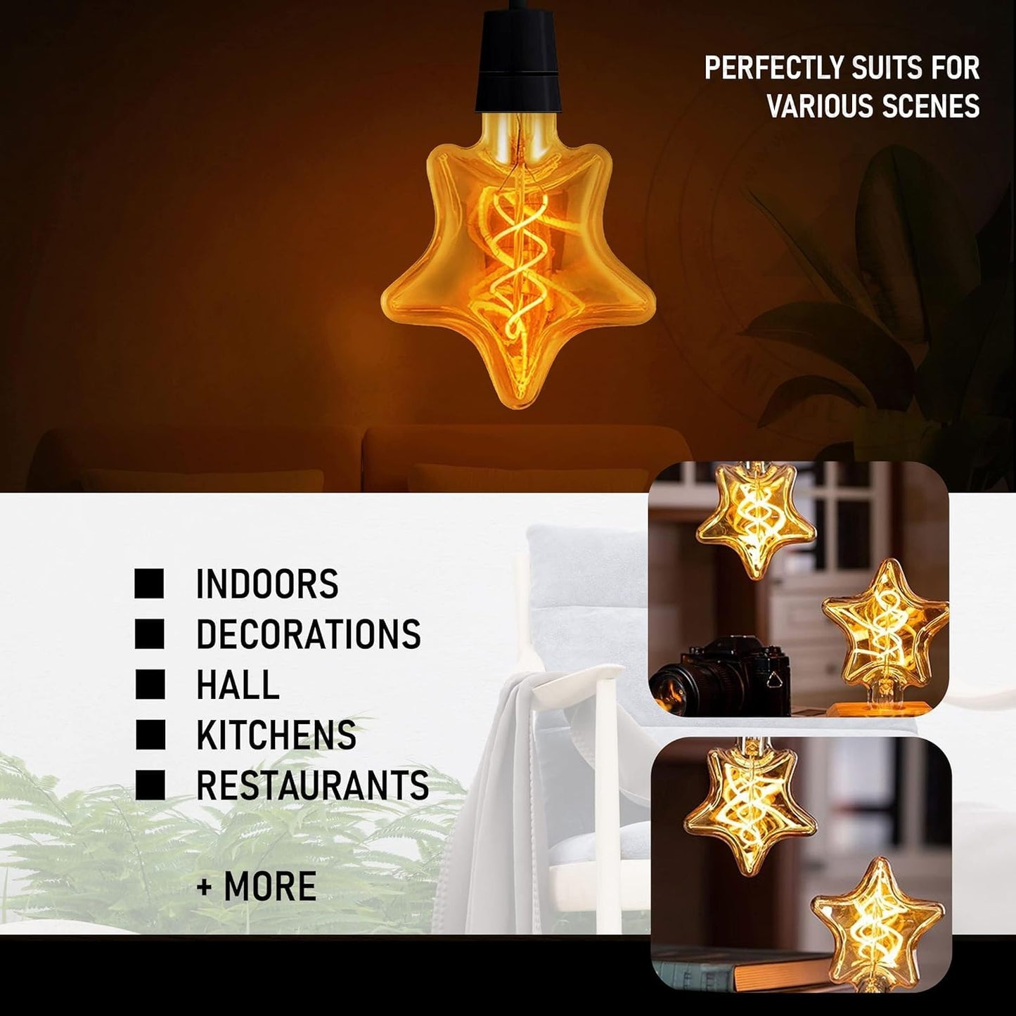 E27 LED Filament Bulb 4W Star Light Bulb Warm White ~1334