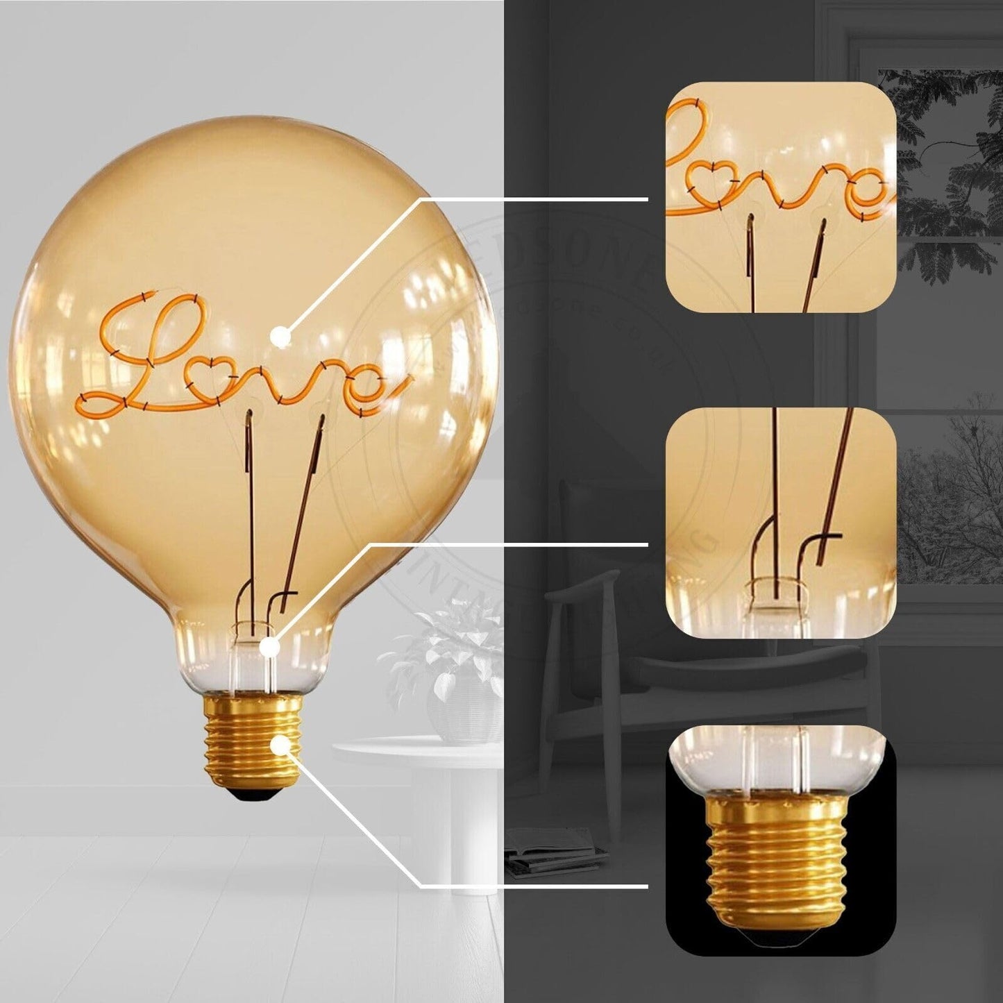 LED E27 Bulb G125 4W Music Music Filament Screw Bulb~1329