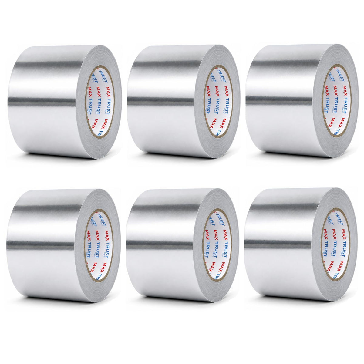 Aluminium Foil Tape – 75 mm x 45 m, Strong Adhesive, 1 or 6 Rolls - 6 Rolls