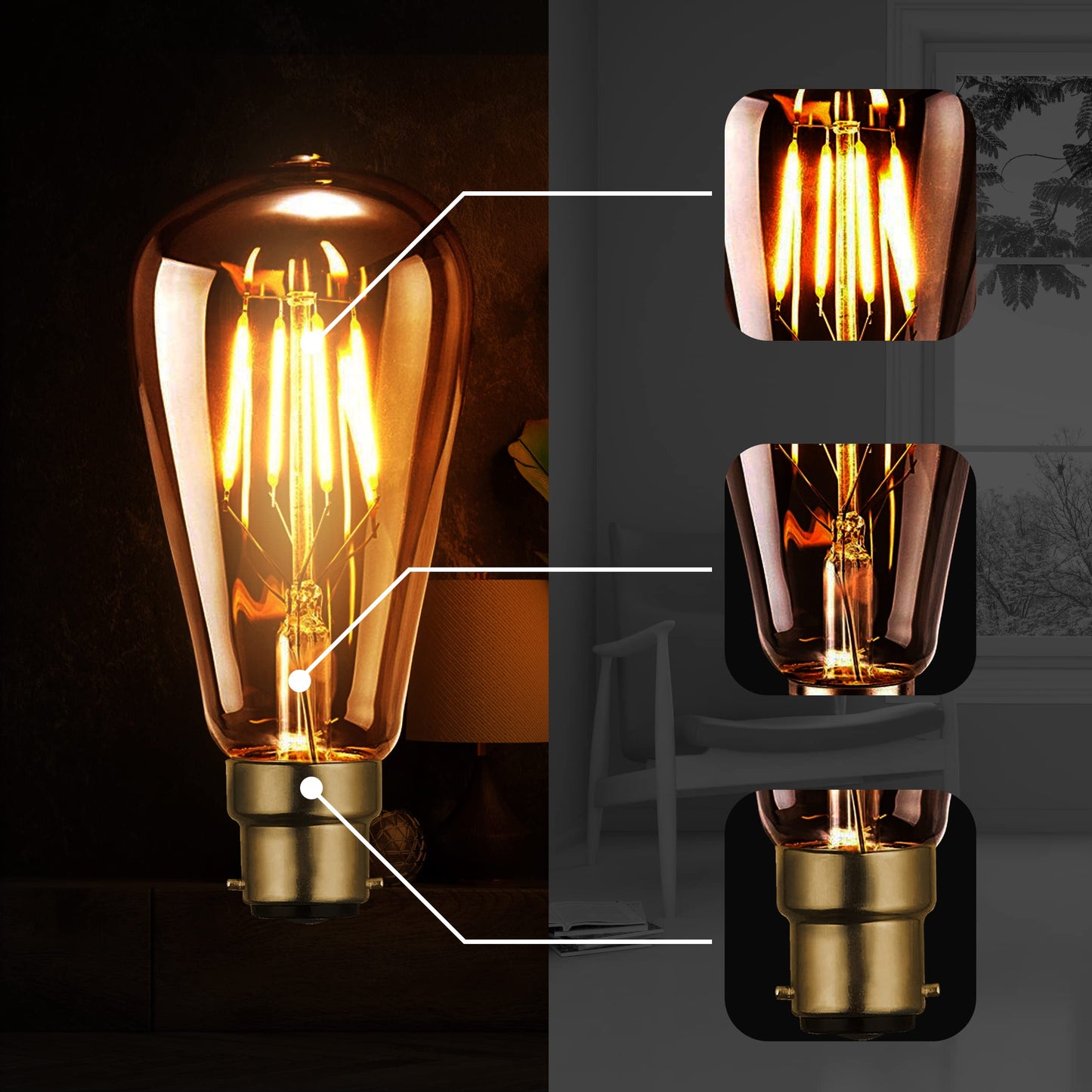 E27 LED Filament Bulb 4W Star Light Bulb Warm White ~1334