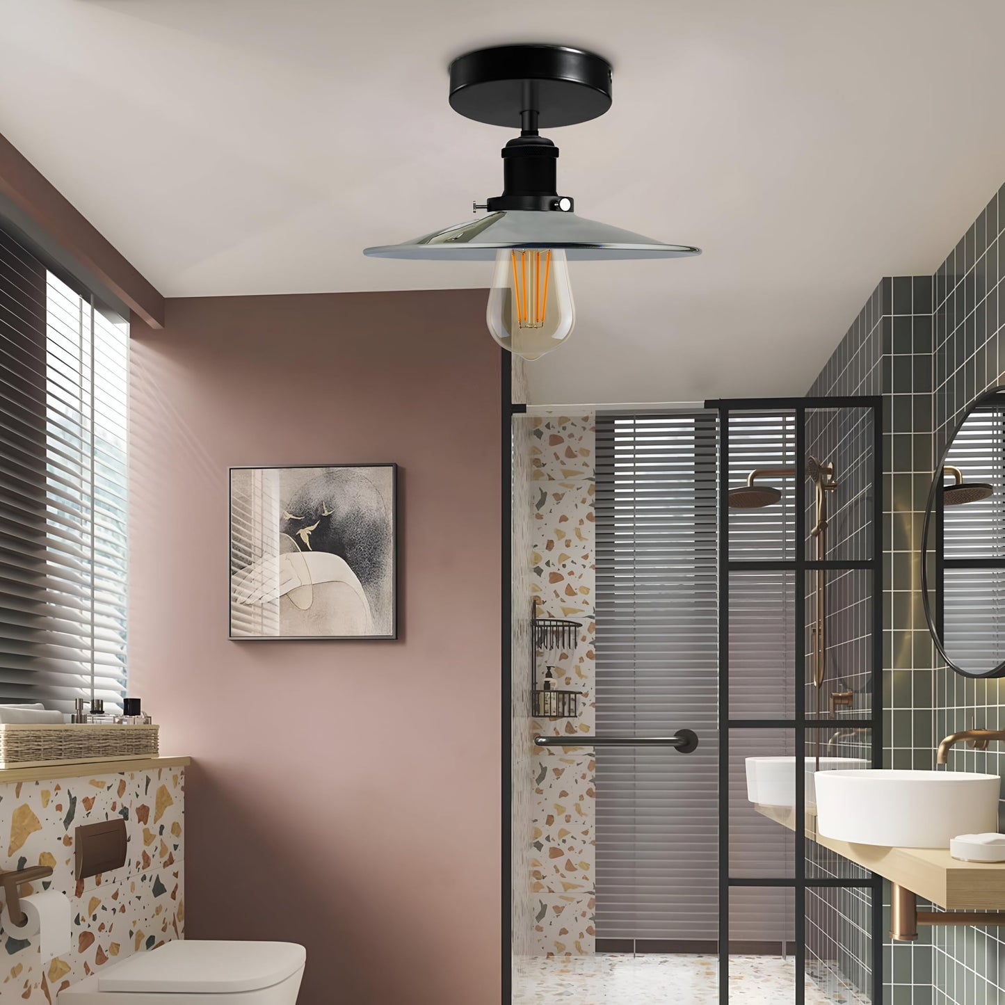 Modern Semi-Flush Mount Industrial Ceiling Light - 1336